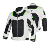 R-TECH SPIRAL MESH Moto Casacos Cinza Frio Preto Verde Fluorescente - Imagem dupla de Casacos